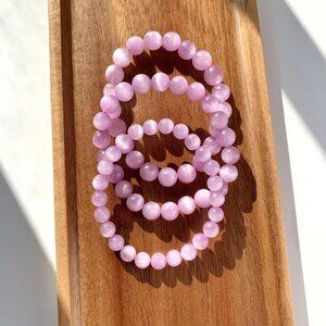 New Womens Natural Lilac Kunzite 8mm Beaded Bracelet